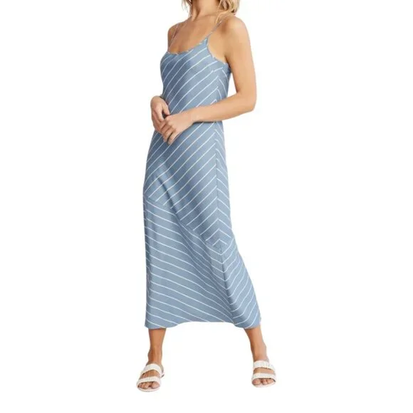 Jenni Kayne Kendall Slip Dress Size S Vintage Blue Stripe Minimalist Chic Modern - Picture 2 of 11